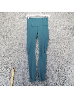 Lululemon Leggings Womens Size 4 Teal Laser Cut Full Length High Waist
